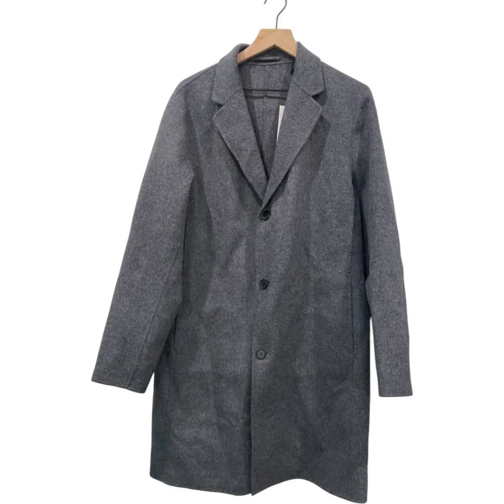 NWT THEORY Wool Cashmere Long Coat Delancey Double Faced Tailored Grey Winter - Picture 13 of 16